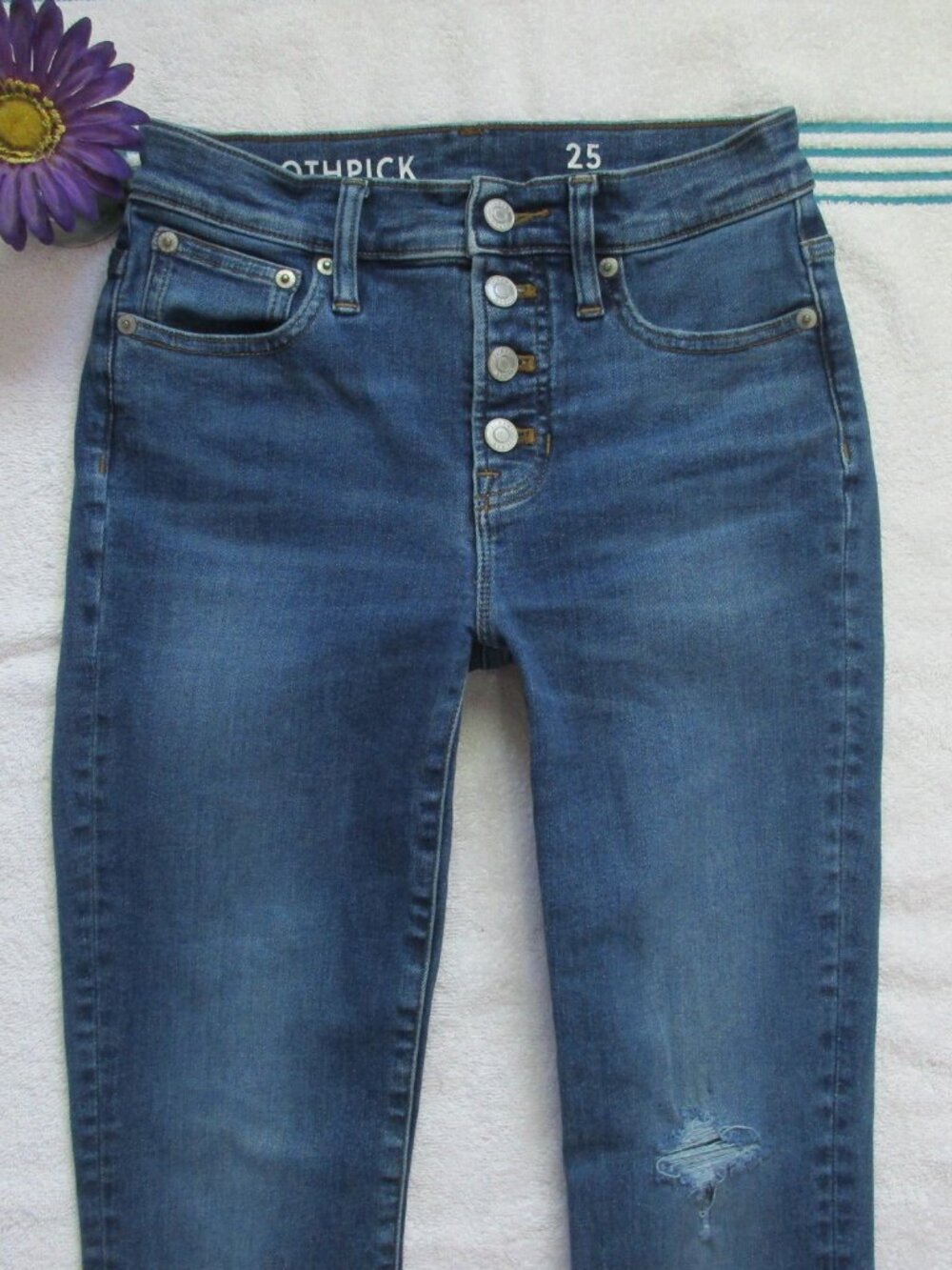 J. CREW Jeans Size 25 Toothpick Button Fly Skinny Denim